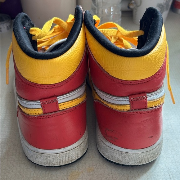 Nike High-Top Sneakers in White, Red & Yellow - Picture 4 of 6